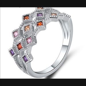 New White gold filled multicolor stone band